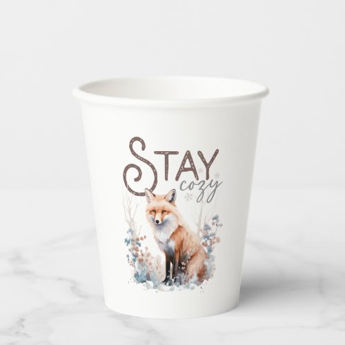 Stay Cozy Woodland Fox Christmas Paper Cups
