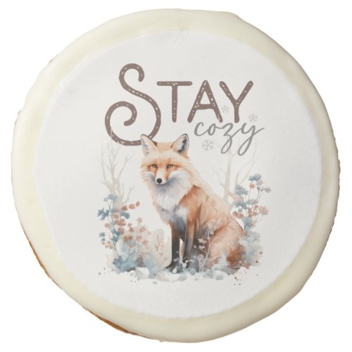 Stay Cozy Woodland Fox Christmas Sugar Cookie