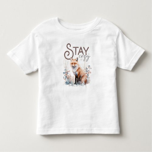 Stay Cozy Woodland Fox Christmas Toddler T_shirt