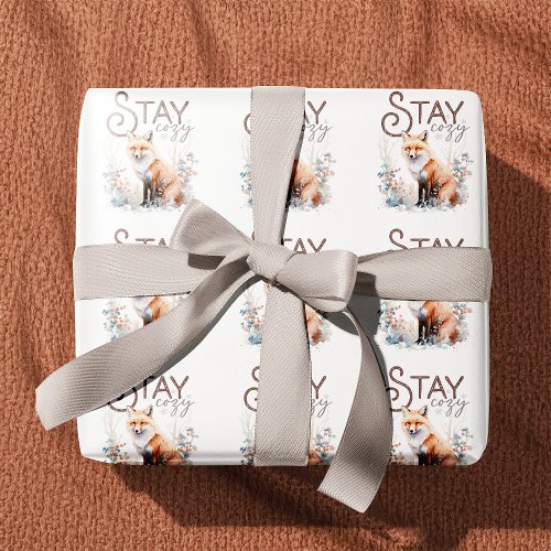 Stay Cozy Woodland Fox Christmas Wrapping Paper