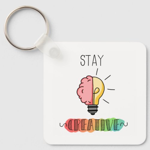 Stay Creative Brain and Lightbulb Bright Idea Keychain