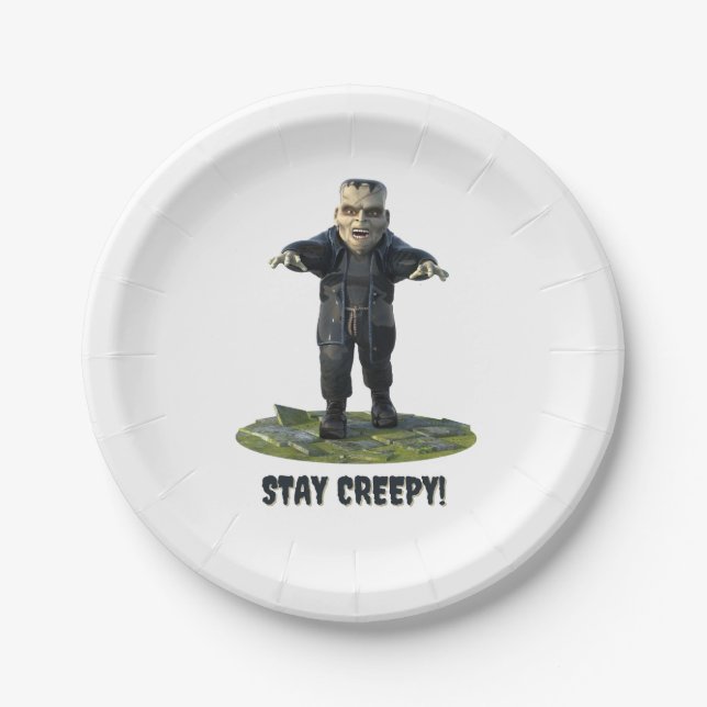 Stay Creepy! Frankenstein's Monster Paper Plates (Front)