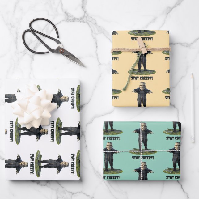Stay Creepy! Frankenstein's Monster Wrapping Paper Sheets (Front)
