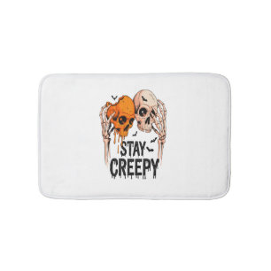 Stay Creepy PNG, Retro Skull Halloween Bath Mat
