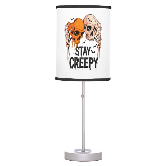 Stay Creepy PNG, Retro Skull Halloween Table Lamp (Front)