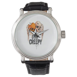 Stay Creepy PNG, Retro Skull Halloween Watch
