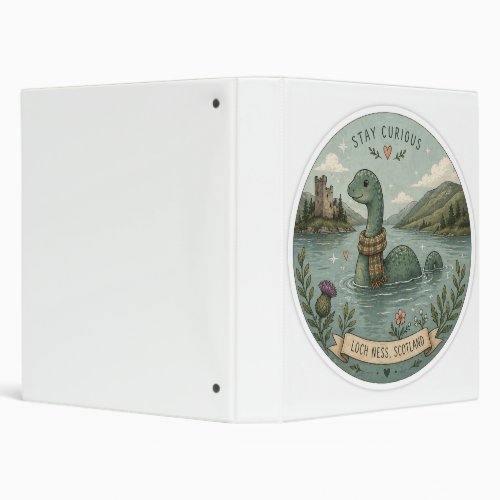 Stay Curious Cozy Cryptid Nessie Loch Ness Monster 3 Ring Binder