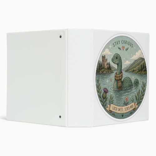 Stay Curious Cozy Cryptid Nessie Loch Ness Monster 3 Ring Binder