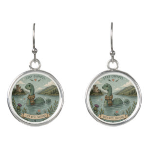 Stay Curious Cozy Cryptid Nessie Loch Ness Monster Earrings