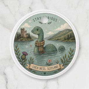 Stay Curious Cozy Cryptid Nessie Loch Ness Monster Favor Tags