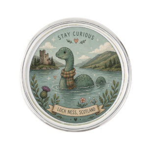 Stay Curious Cozy Cryptid Nessie Loch Ness Monster Lapel Pin
