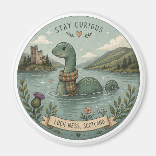 Stay Curious Cozy Cryptid Nessie Loch Ness Monster Magnet