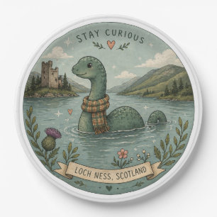 Stay Curious Cozy Cryptid Nessie Loch Ness Monster Paper Plates