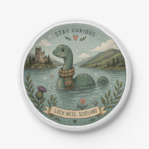 Stay Curious Cozy Cryptid Nessie Loch Ness Monster Paper Plates