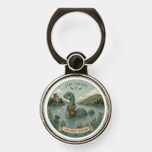 Stay Curious Cozy Cryptid Nessie Loch Ness Monster Phone Ring Stand