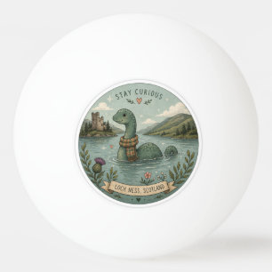 Stay Curious Cozy Cryptid Nessie Loch Ness Monster Ping Pong Ball