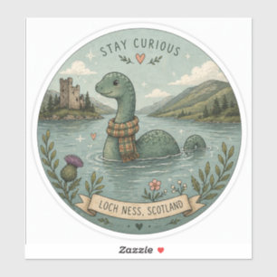 Stay Curious Cozy Cryptid Nessie Loch Ness Monster Sticker