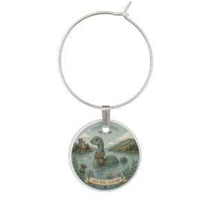 Stay Curious Cozy Cryptid Nessie Loch Ness Monster Wine Charm
