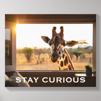 Stay Curious Giraffe Personalized Wall Art Gift Canvas Photo Tile