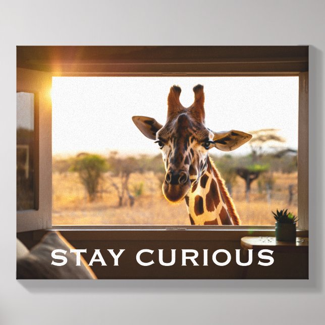 Stay Curious Giraffe Personalized Wall Art Gift Canvas Photo Tile (Front Set)