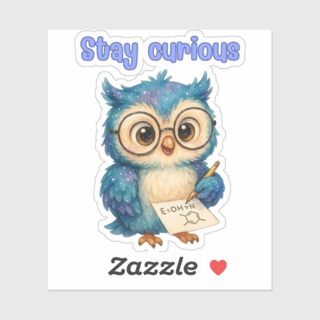 Stay Curious – Owl Sticker (Sheet)