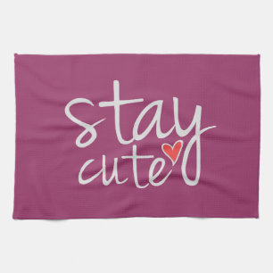 Stay Cute Kitchen Towel, Gray Towel