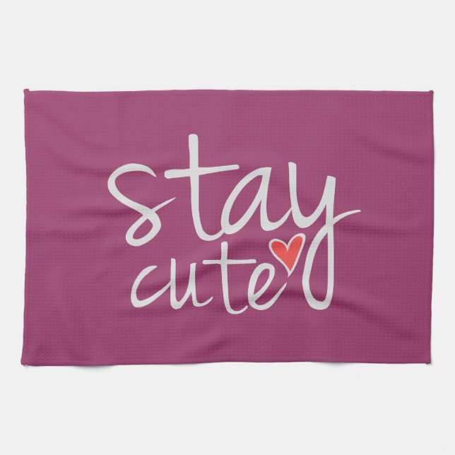 Stay Cute Kitchen Towel, Gray Towel (Horizontal)