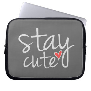 Stay Cute Laptop Sleeve, Gray Sleeve