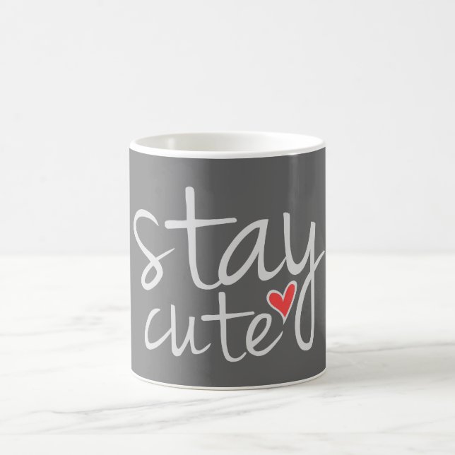 Stay Cute Mug, Gray Coffee Mug (Center)