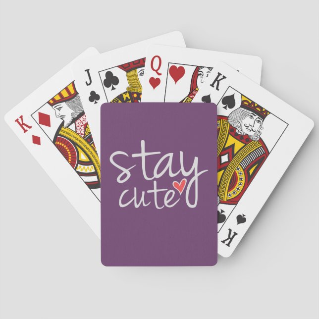 Stay Cute Playing Cards, Gray Poker Cards (Back)