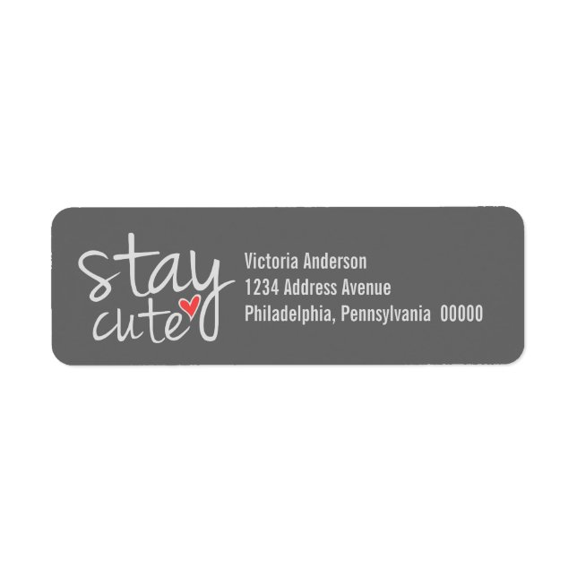 Stay Cute Return Address Labels, Gray Label (Front)