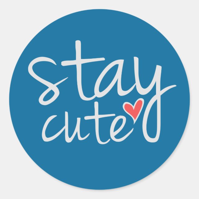 Stay Cute Stickers, Gray Classic Round Sticker (Front)