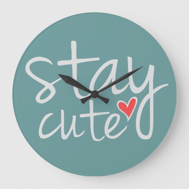 Stay Cute Wall Clock, Gray Large Clock (Front)
