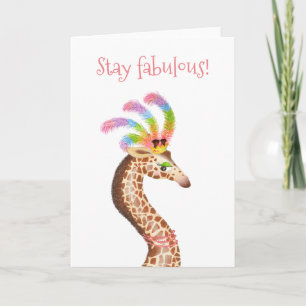 'Stay fabulous' rainbow giraffe card