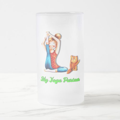 Stay Fit with Yoga Frosted Glass Beer Mug