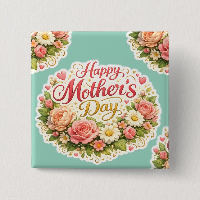 Stay floral wreath button (Front)