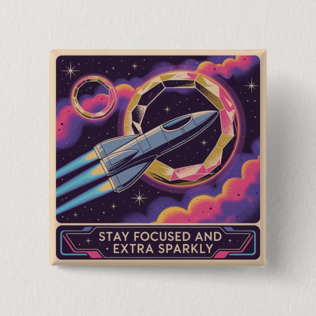 Stay Focused And Extra Sparkly Button (Front)