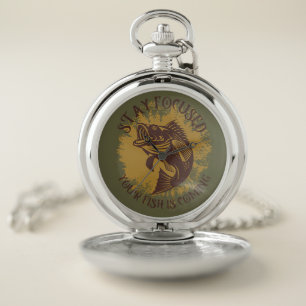 Stay Focused   Bass fish  Pocket Watch