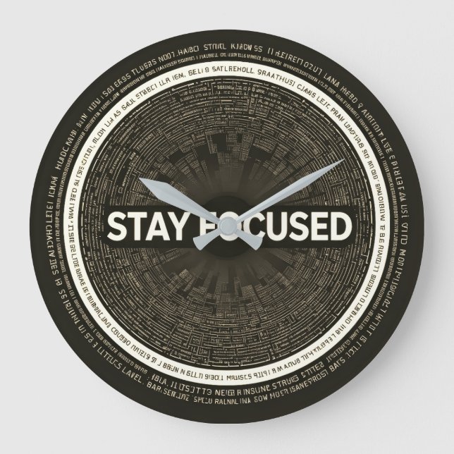 Stay Focused Motivational Wall Clock – Inspiration (Front)