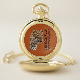 Stay Focused Tiger Motivation Wall Art Poster Pocket Watch