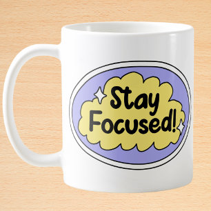Stay Focused Yellow Cloud Purple Motivational Coffee Mug