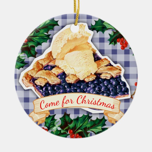Stay for the blueberry pie Christmas ornament (Front)
