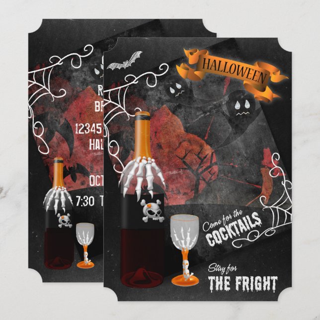 Stay for the Fright Halloween Cocktail Party Invitation (Front/Back)
