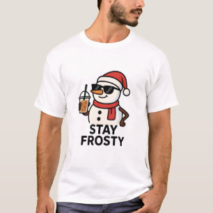 Stay Frosty – Cool Snowman with Iced Coffee T-Shirt