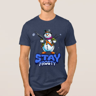 Stay Frosty Snowman 2nd Amendment Christmas Tri-Blend Shirt