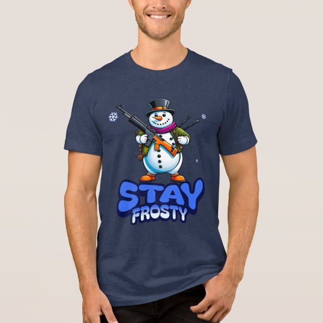 Stay Frosty Snowman 2nd Amendment Christmas Tri-Blend Shirt (Front)