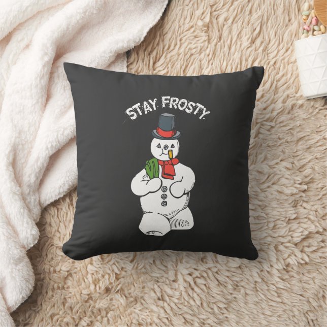 Stay Frosty This Christmas Season Throw Pillow (Blanket)