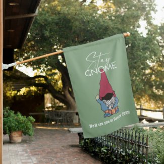 Stay Gnome Wearing Mask Personalized House Flag