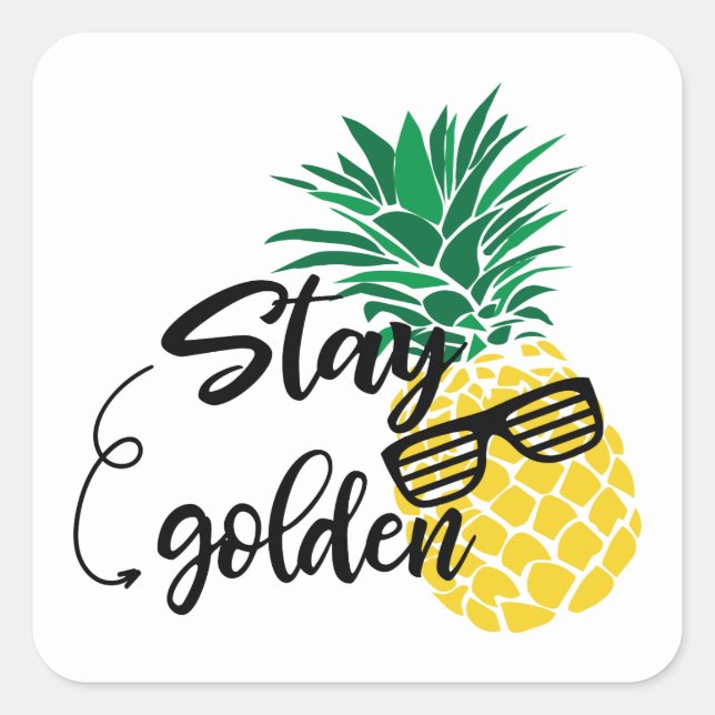 Stay Golden Beach pineapple words sticker (Front)