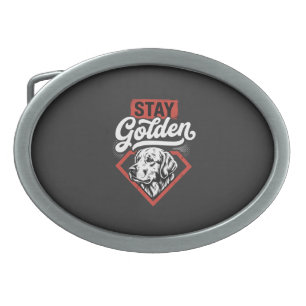 Stay Golden Golden Retriever Retro Dog Belt Buckle